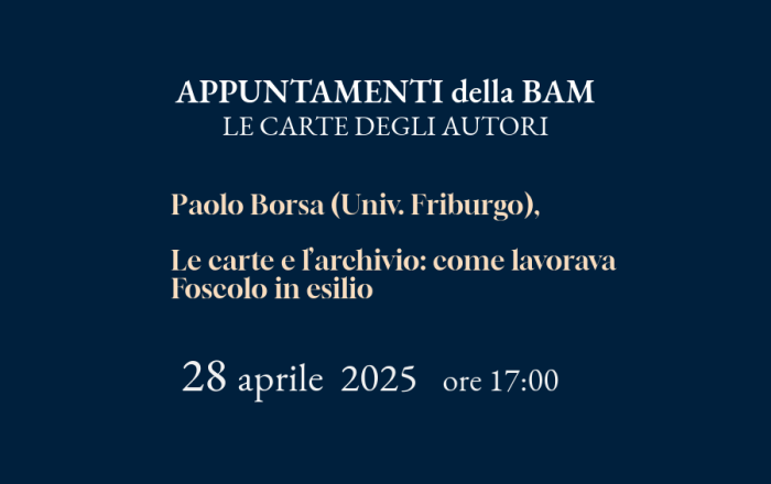 Sesto appuntamento del ciclo di seminari "Le carte degli autori" 